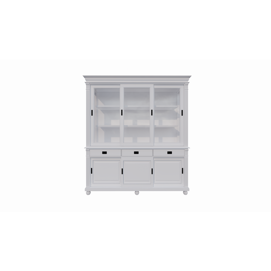 123schrank Buffetschrank Kiel - 200x50x230H cm - Schiebetüren - mit Glas - auf Kugelfüßen