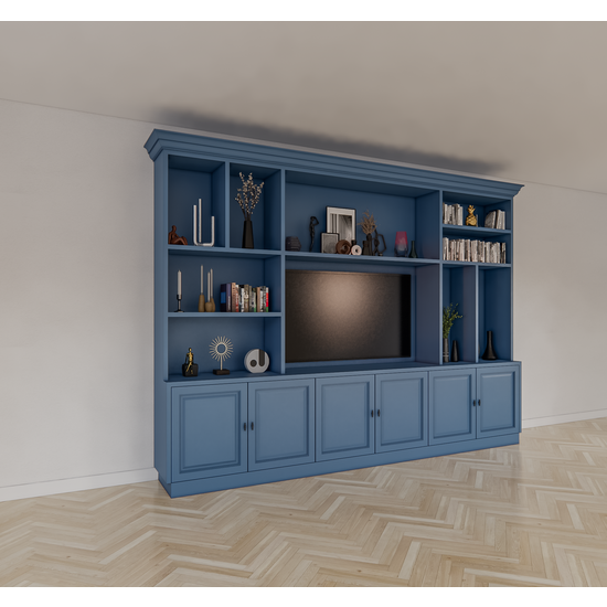 123schrank TV-Schrank Nara 02 - 320x35/45x240H cm - Flügeltüren - offene Fächer