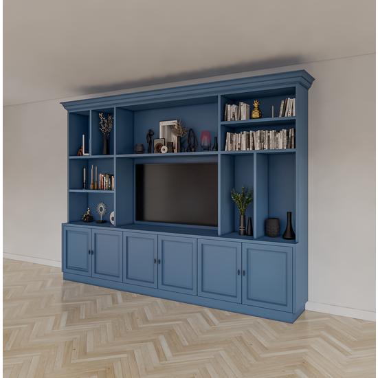 123schrank TV-Schrank Nara 02 - 320x35/45x240H cm - Flügeltüren - offene Fächer