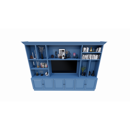 123schrank TV-Schrank Nara 02 - 320x35/45x240H cm - Flügeltüren - offene Fächer