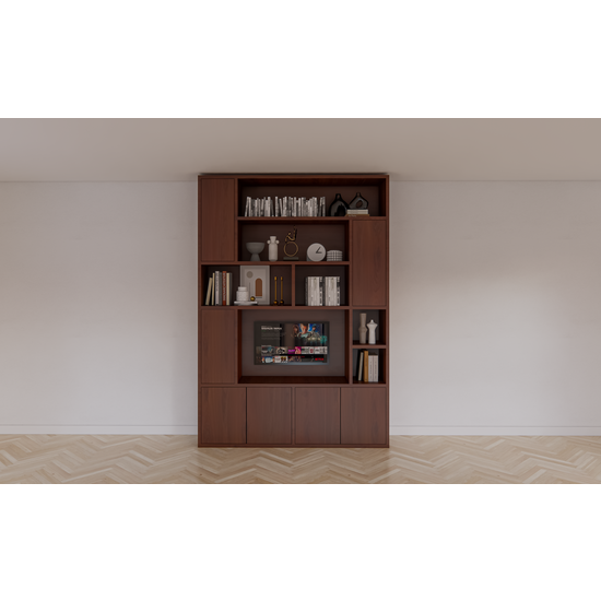 123schrank Fächerschrank Marrakesch - 180c40x256H cm - Push-to-Open-Türen - Eiche-Dekor - schlichte Ausführung - offene Fächer