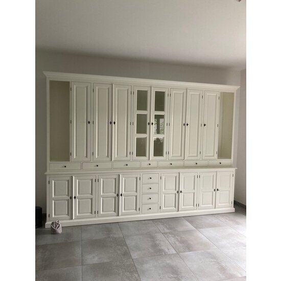 123schrank Buffetschrank Sligo - 360x50x250H cm - geschlossene Türen - Glastüren - offene Regale