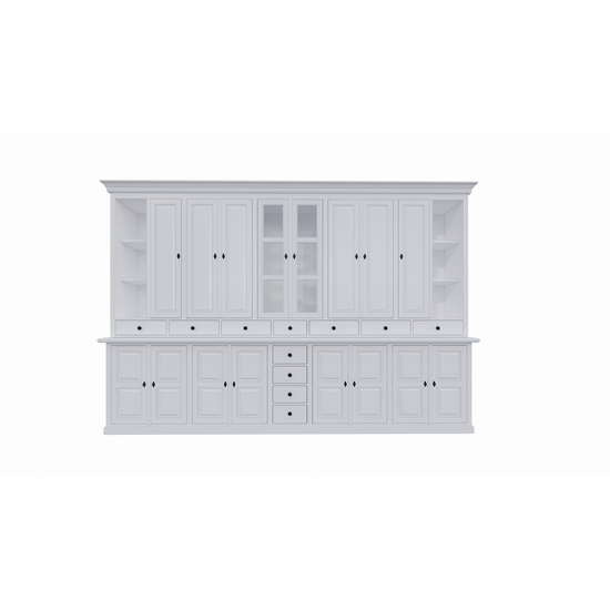 123schrank Buffetschrank Sligo - 360x50x250H cm - geschlossene Türen - Glastüren - offene Regale