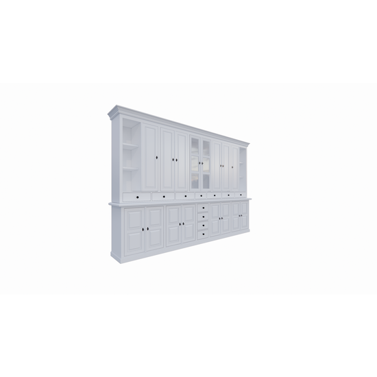 123schrank Buffetschrank Sligo - 360x50x250H cm - geschlossene Türen - Glastüren - offene Regale