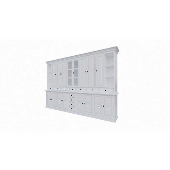 123schrank Buffetschrank Sligo - 360x50x250H cm - geschlossene Türen - Glastüren - offene Regale