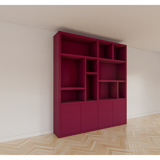 123schrank Sideboard Singapur - 220x40x245H cm - offene Einlegeböden - Türen zum Aufschieben - schlichtes Design