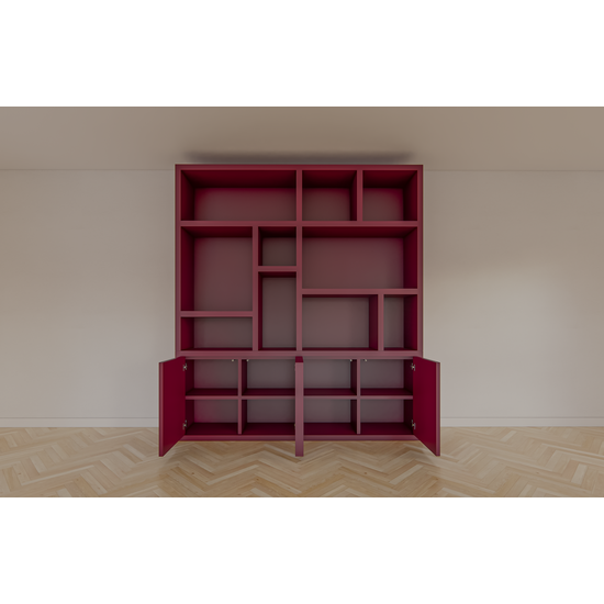 123schrank Sideboard Singapur - 220x40x245H cm - offene Einlegeböden - Türen zum Aufschieben - schlichtes Design