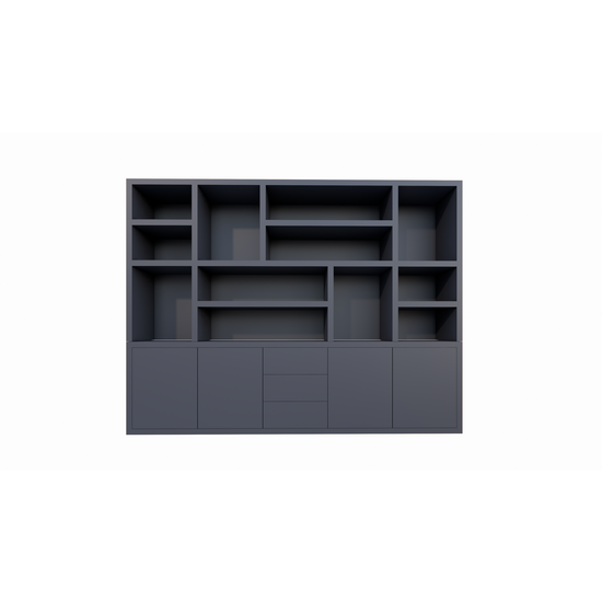 123schrank Tolosa Fächerschrank - 290x46x240H cm - offene Fächer - schlankes Design - push-to-open Schubladen und Türen