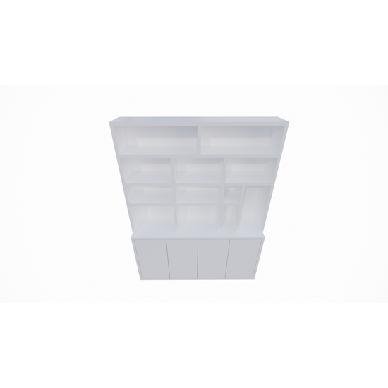 123schrank Kingbridge Regal - 200x35/45x262H cm - offene Regale - Push-to-Open-Türen - schlichte Ausführung