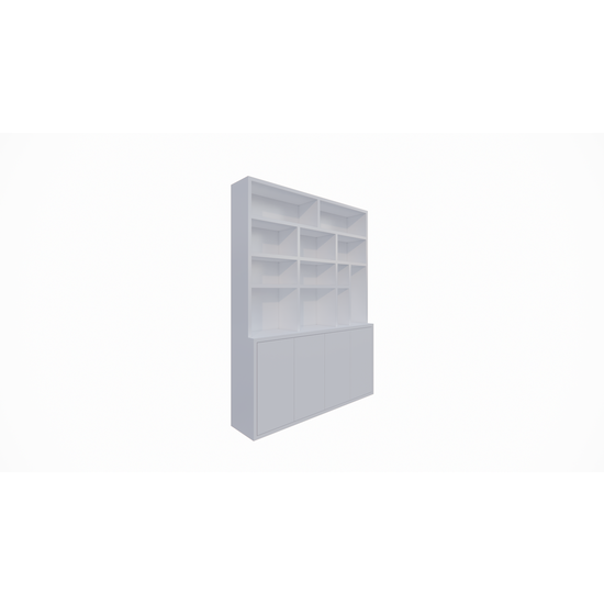 123schrank Kingbridge Regal - 200x35/45x262H cm - offene Regale - Push-to-Open-Türen - schlichte Ausführung