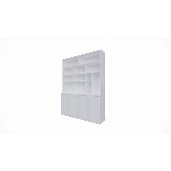 123schrank Kingbridge Regal - 200x35/45x262H cm - offene Regale - Push-to-Open-Türen - schlichte Ausführung