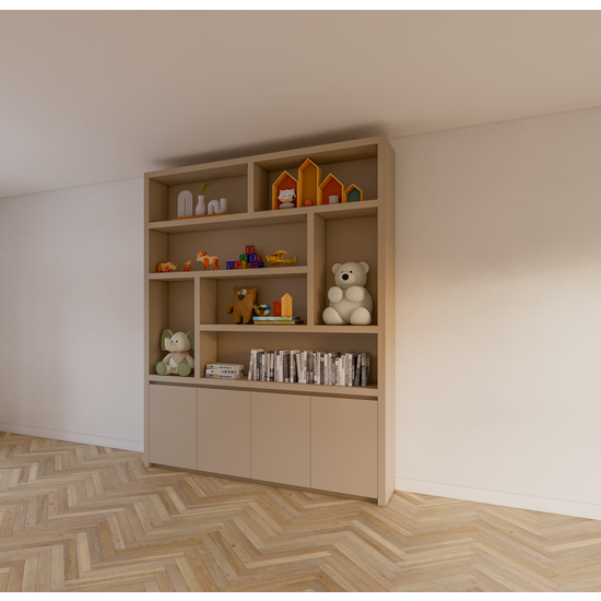 123schrank Kommode Calvert - 200x40x253H cm - grifflose Griffe - schwebendes Untergestell - schlankes Design