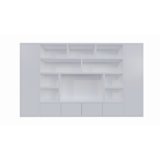 123schrank Kommode Austin - 400x40x240H cm - schlankes Design - geschlossene push-to-open Türen - offene Einlegeböden