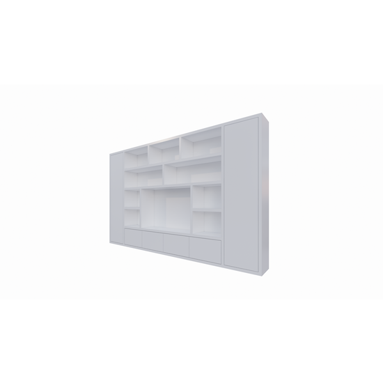 123schrank Kommode Austin - 400x40x240H cm - schlankes Design - geschlossene push-to-open Türen - offene Einlegeböden