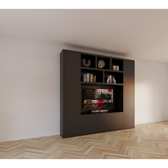 123schrank Eckschrank Austin - 250x40x240H cm - offene Einlegeböden - Push-to-open-Türen - schlankes Design