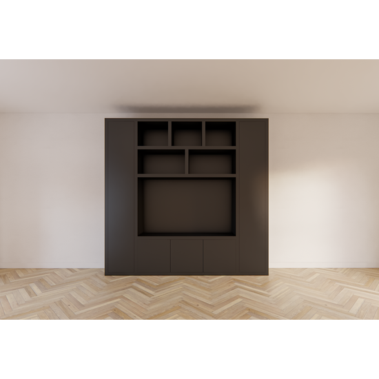 123schrank Eckschrank Austin - 250x40x240H cm - offene Einlegeböden - Push-to-open-Türen - schlankes Design