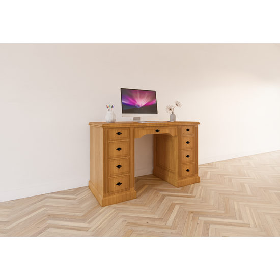 123schrank Schreibtisch Mersin - 130x50x79H cm - Eiche - Soft-Close-Schubladen