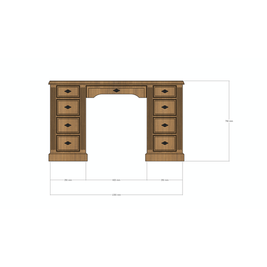123schrank Schreibtisch Mersin - 130x50x79H cm - Eiche - Soft-Close-Schubladen