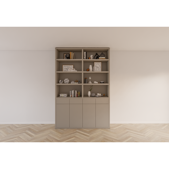 123schrank Regal Pavia - 210x40x310H cm - offene Regale - Schubladen und Türen zum Aufschieben