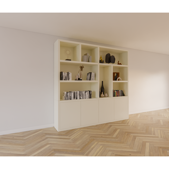 123schrank Fächerschrank Noale - 250x42x240H cm - Push-to-open-Türen - 5cm Fachbodenstärke - schlankes Design