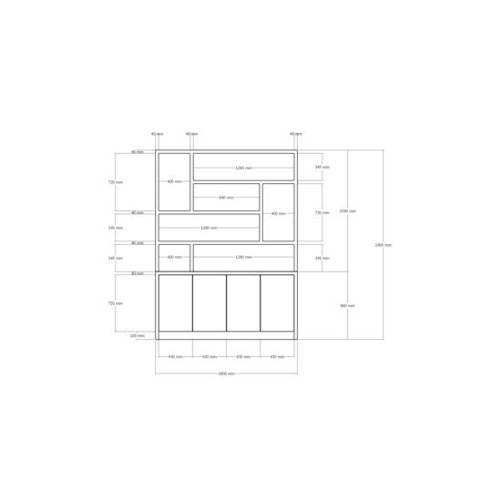 123schrank Matera Fächerschrank - 180x30/40x240H cm - teilweise Eiche innen - push-to-open Türen - schlankes Design