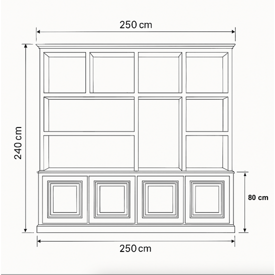 123schrank Faltschrank Malediven - 250x40x240H cm - offene Einlegeböden - Push-to-open-Türen - Zierleisten
