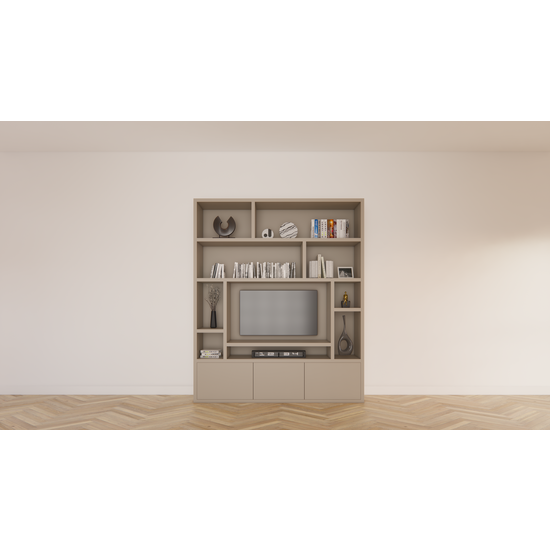 123schrank Fisterra Fächerschrank - 200x35x240H cm - push-to-open Türen - glatte Oberfläche