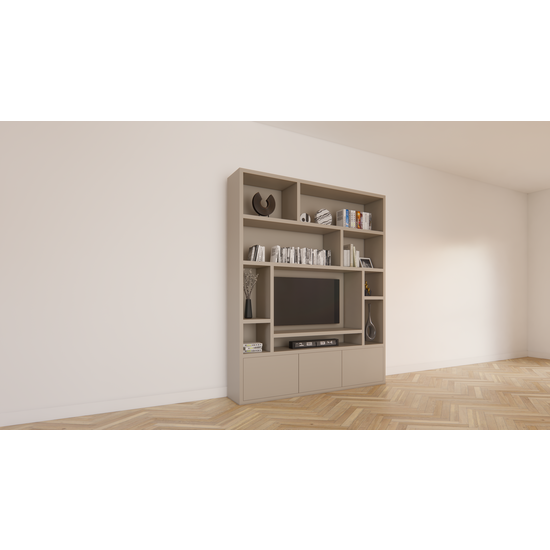 123schrank Fisterra Fächerschrank - 200x35x240H cm - push-to-open Türen - glatte Oberfläche