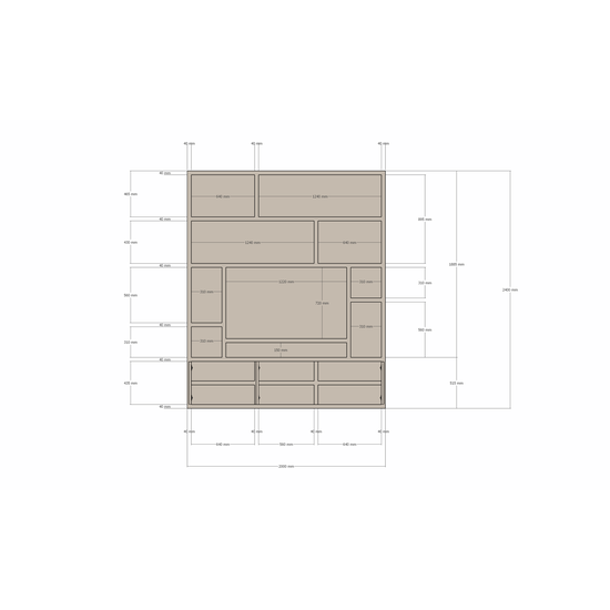 123schrank Fisterra Fächerschrank - 200x35x240H cm - push-to-open Türen - glatte Oberfläche