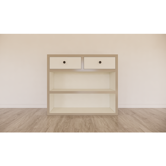 123schrank Arbeitsplatte Split - 145x35x125H cm - Schubladen mit Soft-Close - offene Fächer