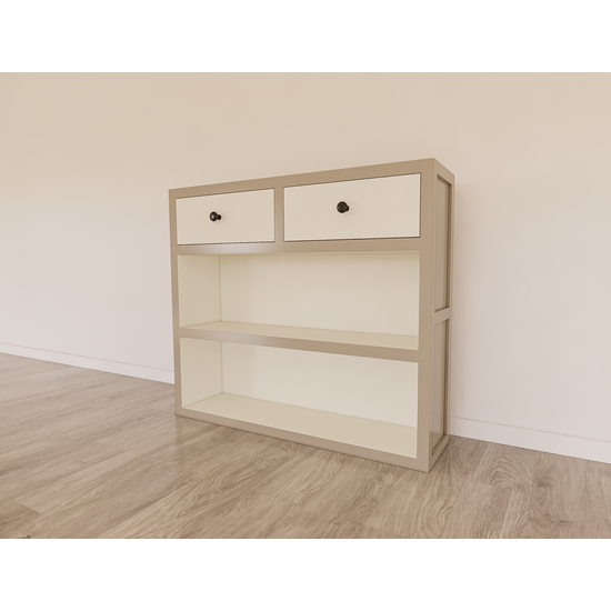 123schrank Arbeitsplatte Split - 145x35x125H cm - Schubladen mit Soft-Close - offene Fächer