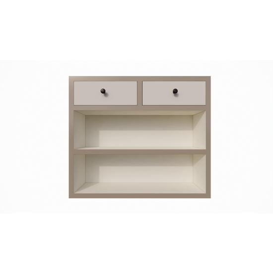 123schrank Arbeitsplatte Split - 145x35x125H cm - Schubladen mit Soft-Close - offene Fächer