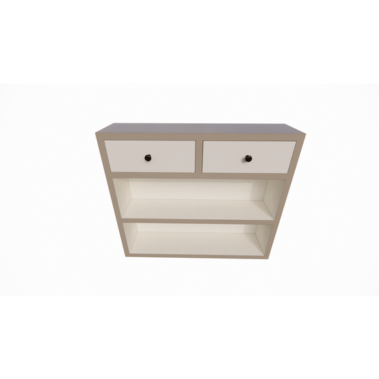 123schrank Arbeitsplatte Split - 145x35x125H cm - Schubladen mit Soft-Close - offene Fächer