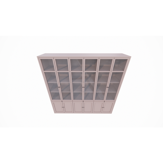 123schrank Vitrine Theo-Bert - 292x58x280H cm - Flügeltüren - ausziehbare Fachböden