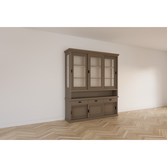 123schrank Buffetschrank Anafi - 210x47x250H cm - Schiebetüren - Soft-Close-Schubladen - offenes Fach