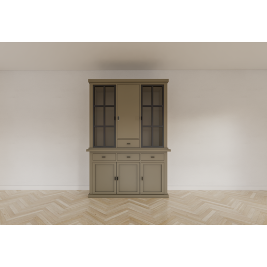 123schrank Buffetschrank Montana 07 - 145x46x220H cm - geschlossene Tür und Stahltüren