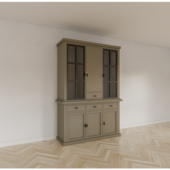 123schrank Buffetschrank Montana 07 - 145x46x220H cm - geschlossene Tür und Stahltüren