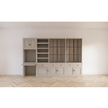 123schrank Schreibtisch-Sideboard Kansas - 340x50x220H cm - mit Stahltüren - Schreibtischfach mit ausziehbarem Fachboden - offenes Bücherregal