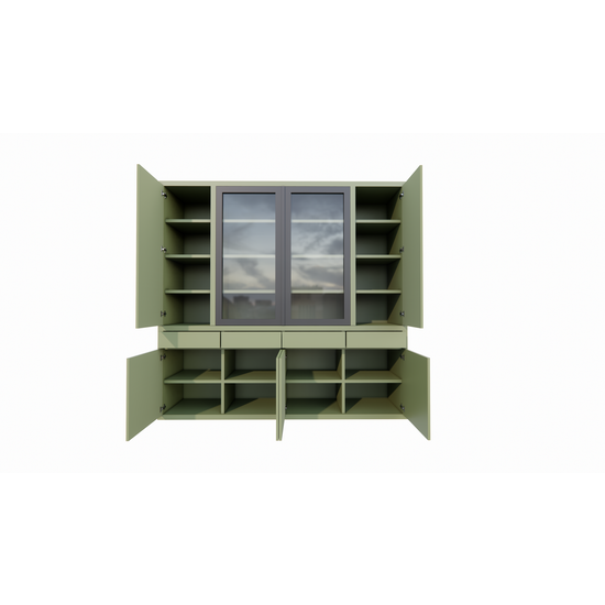 123schrank Formia Buffetschrank - 240x50x230H cm - Stahltüren - push-to-open Türen und Schubladen