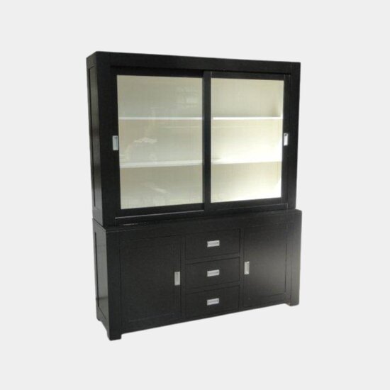 123schrank Buffetschrank Hawai - 180x50x220H cm - schlankes Design - 2 Schiebetüren - 3 Soft-Close-Schubladen - 2 Flügeltüren