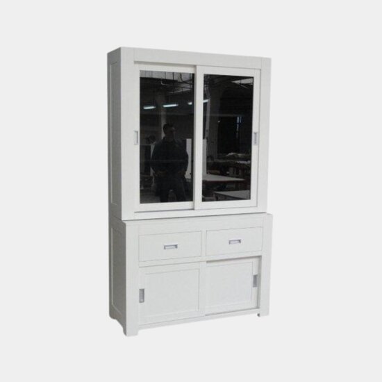 123schrank Buffetschrank Hawai 02 - 130x50x220H cm - schlankes Design - 4 Schiebetüren - 2 Soft-Close-Schubladen