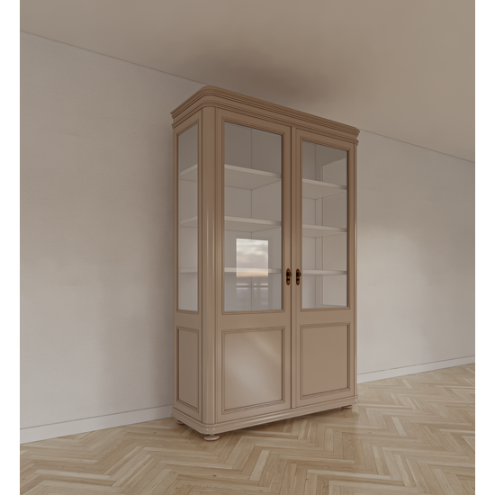 123schrank Buffetschrank Cali - 140x50x220H cm - auf Beinen - 2 Türen - teilweise aus Glas