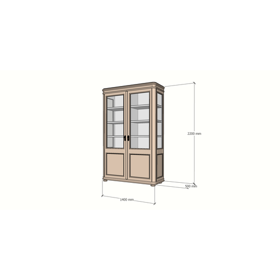 123schrank Buffetschrank Cali - 140x50x220H cm - auf Beinen - 2 Türen - teilweise aus Glas