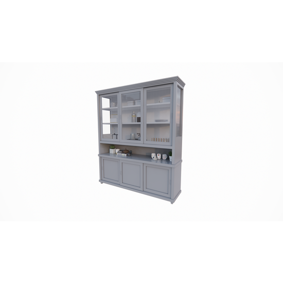 123schrank Buffetschrank Tavira - 190x47x220H cm - Schiebetüren - teilweise Glas - offenes Fach - auf Beinen