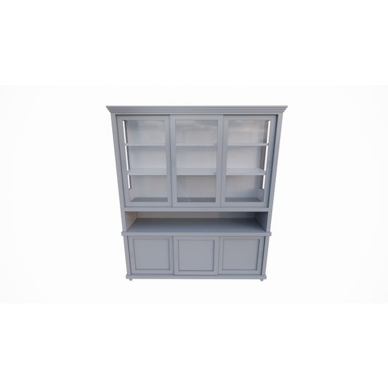 123schrank Buffetschrank Tavira - 190x47x220H cm - Schiebetüren - teilweise Glas - offenes Fach - auf Beinen