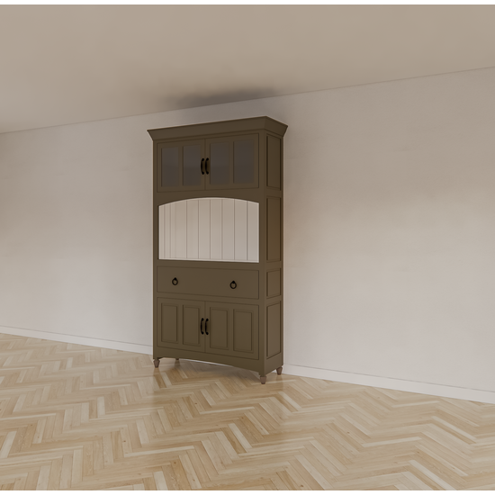 123schrank Buffetschrank Pia - 120x40x230H cm - auf Füßen - 1 offenes Fach - 1 Soft-Close-Schublade - 4 Flügeltüren