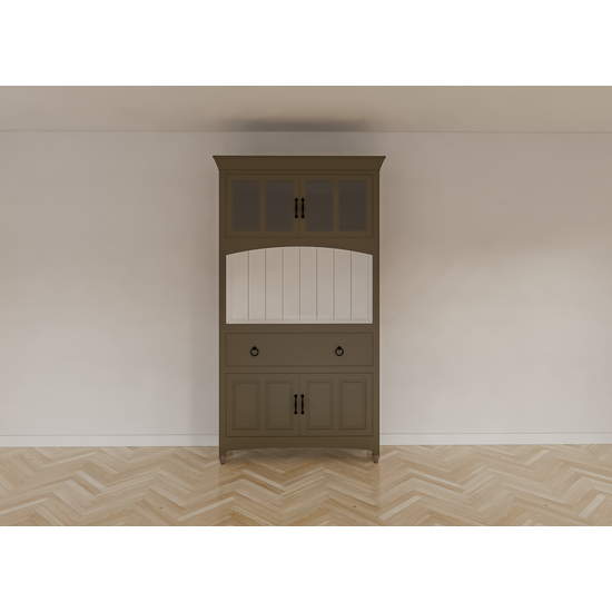 123schrank Buffetschrank Pia - 120x40x230H cm - auf Füßen - 1 offenes Fach - 1 Soft-Close-Schublade - 4 Flügeltüren