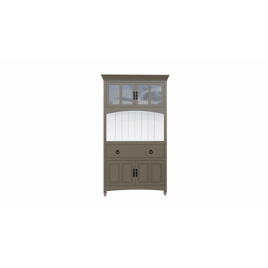 123schrank Buffetschrank Pia - 120x40x230H cm - auf Füßen - 1 offenes Fach - 1 Soft-Close-Schublade - 4 Flügeltüren