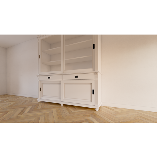 123schrank Buffetschrank Zanthus - 200x50x230H cm - runde Beine - Schiebetüren - Soft-Close-Schubladen