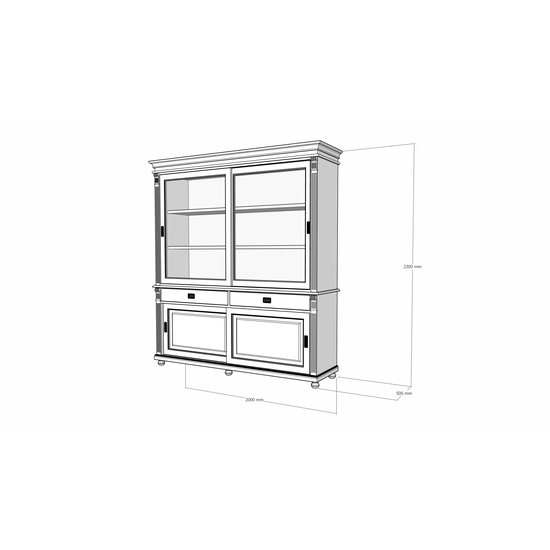 123schrank Buffetschrank Zanthus - 200x50x230H cm - runde Beine - Schiebetüren - Soft-Close-Schubladen